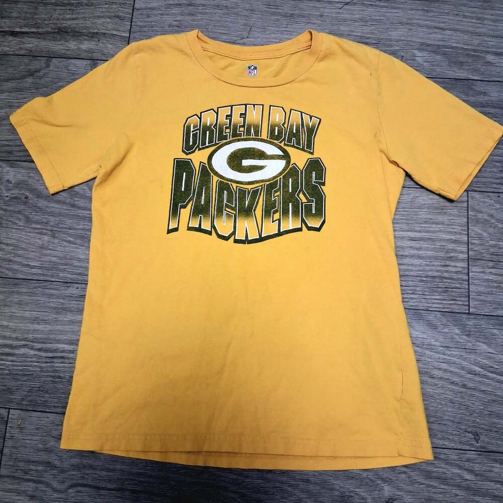 NFL Green Bay Packers Gold Graphic T-Shirt Size M 10/12